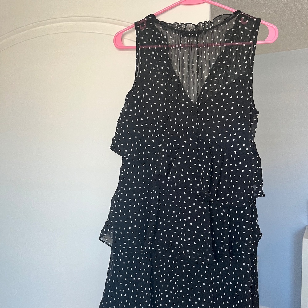 Mango Chiffon Polka Dot Dress Small